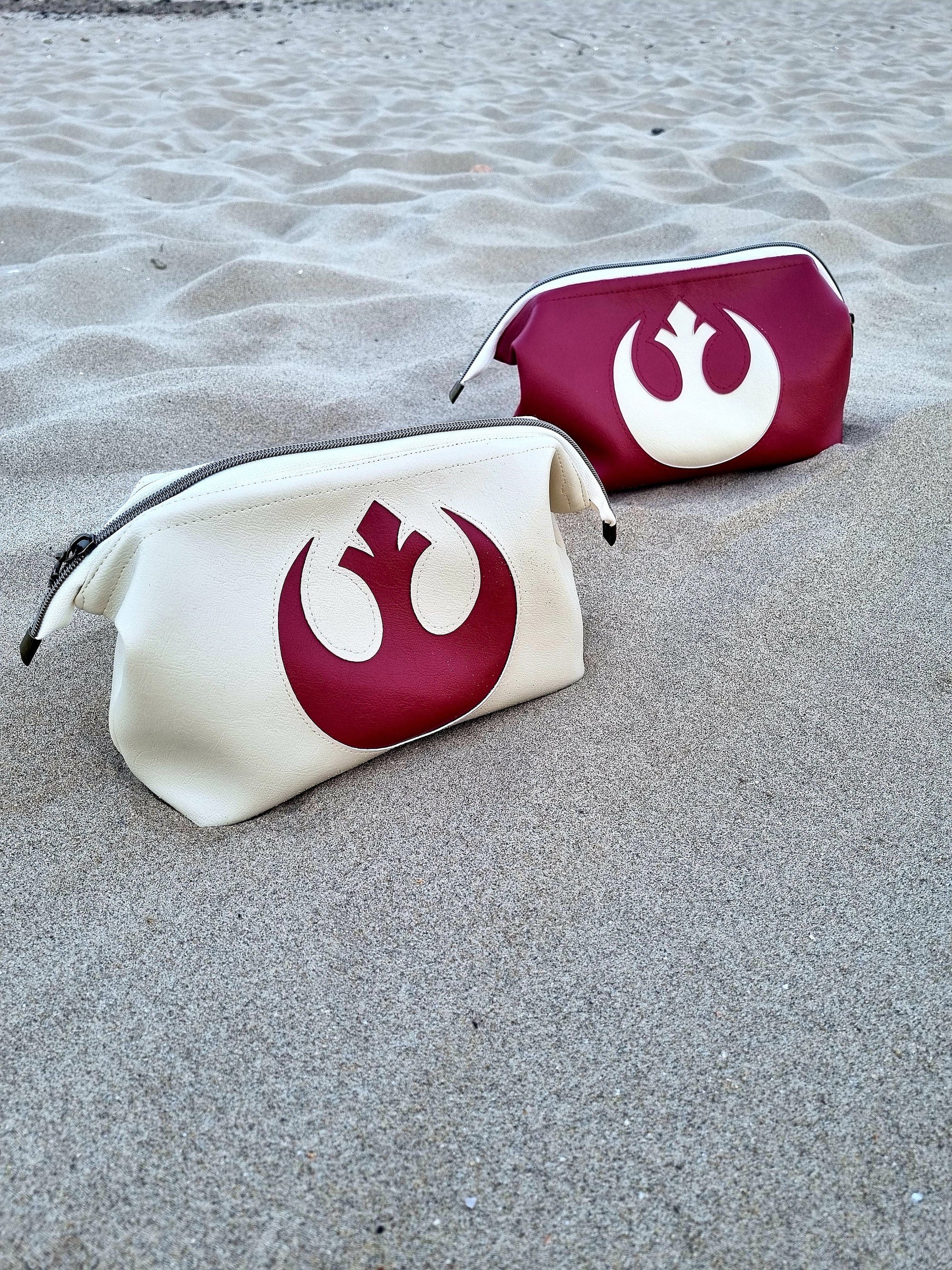 Luxurious vegan leather hand made starwars the rebel alliance stylish water resistant toiletry bag retreat bag in two colours hand finished