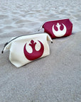 Luxurious vegan leather hand made starwars the rebel alliance stylish water resistant toiletry bag retreat bag in two colours hand finished