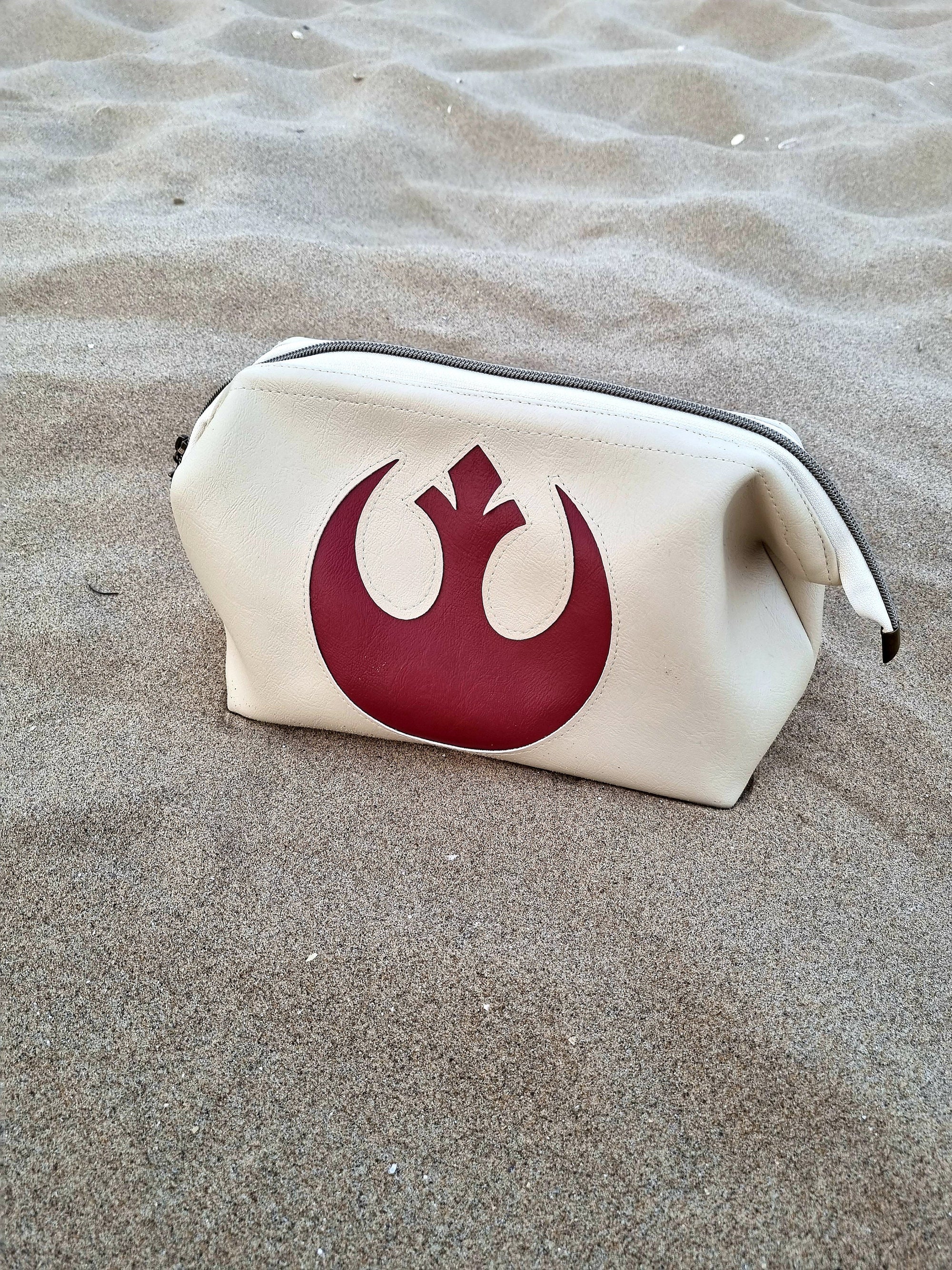 Luxurious vegan leather hand made starwars the rebel alliance stylish water resistant toiletry bag retreat bag in two colours hand finished