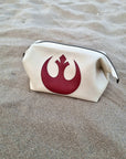 Luxurious vegan leather hand made starwars the rebel alliance stylish water resistant toiletry bag retreat bag in two colours hand finished