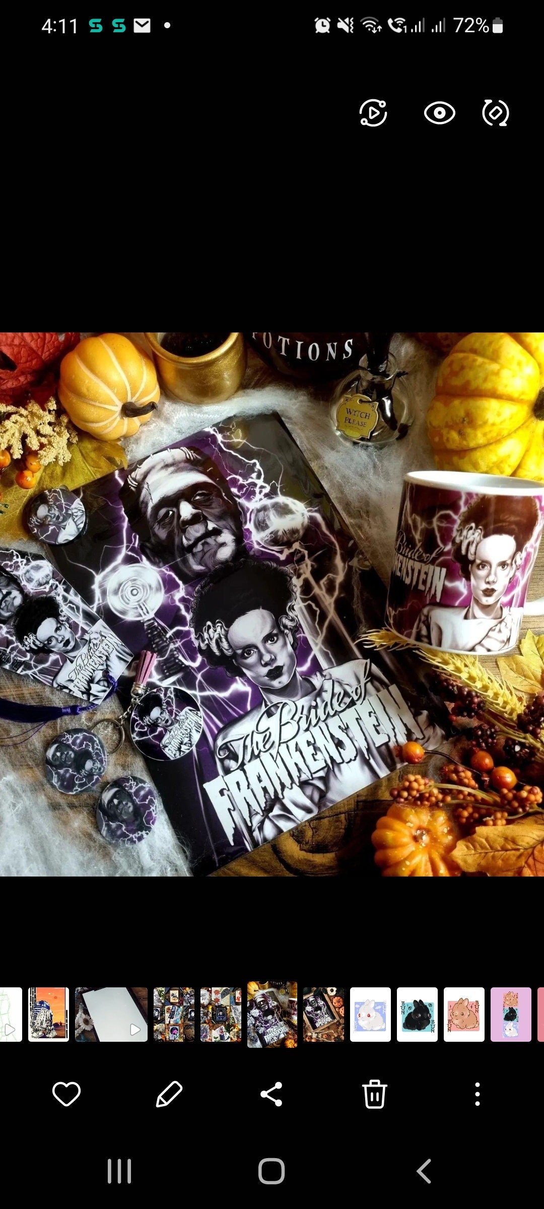 Bride of Frankenstein, horror, Halloween, spooky, gothic, eco friendly art illustration gallery print