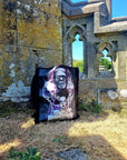 Handpressed unique illustrated art Bride of frankenstine 100% organic fair trade whimsygoth horror gothic 10oz flat base totebag fashion bag
