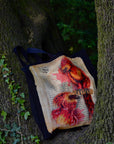 Handpressed unique art drawing harry potter fawkws phoenix magical creature 100% organic fairtrade gothic 10oz flat base totebag fashion bag