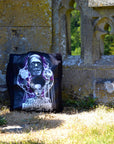 Handpressed unique illustrated art Bride of frankenstine 100% organic fair trade whimsygoth horror gothic 10oz flat base totebag fashion bag