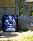 Handpressed unique illustrated art Bride of frankenstine 100% organic fair trade whimsygoth horror gothic 10oz flat base totebag fashion bag