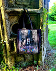 Handpressed unique art drawing wednesday addams halloween 100% organic fairtrade whimsygoth horror gothic 10oz flat base totebag fashion bag