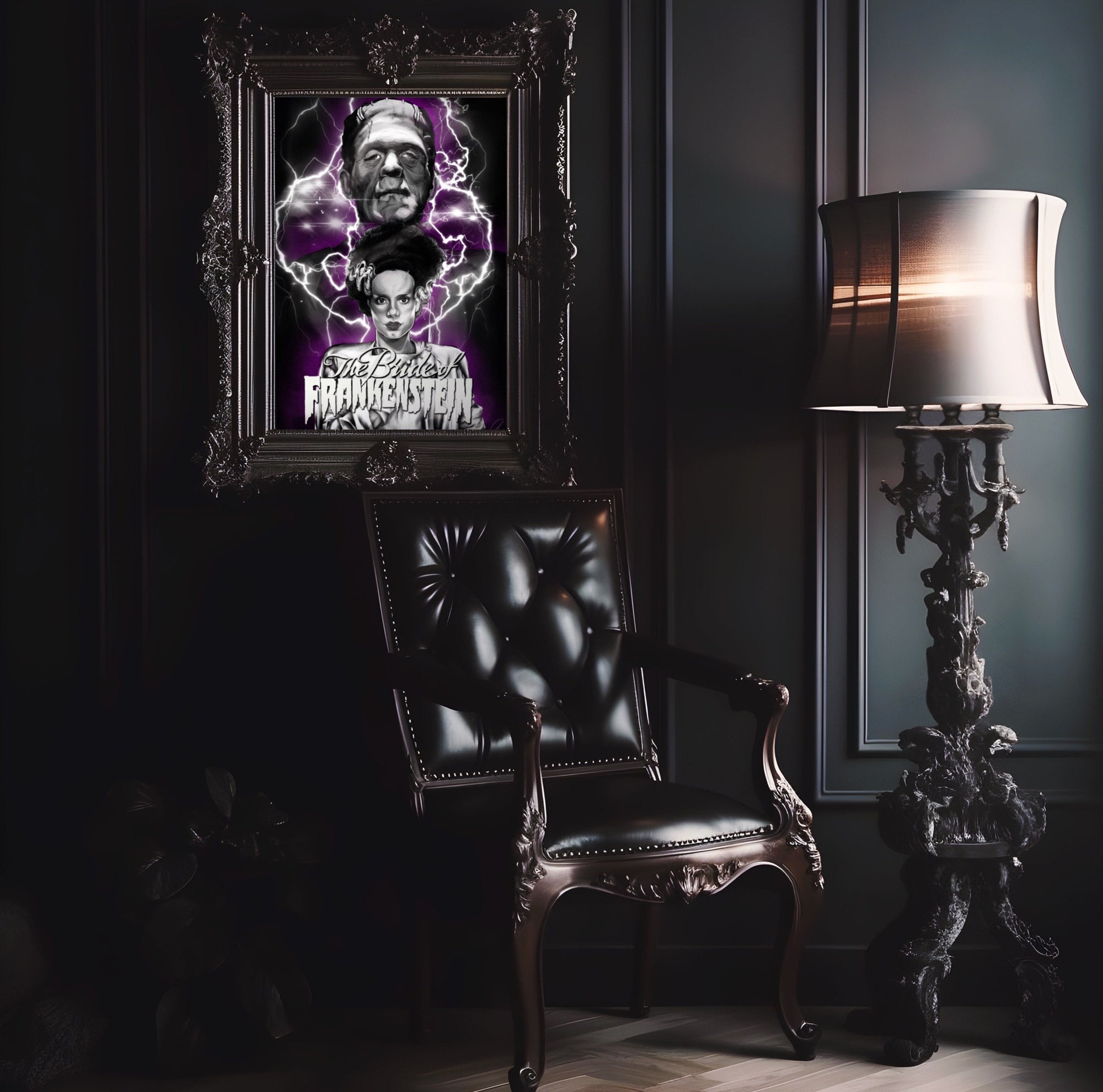 Bride of Frankenstein, horror, Halloween, spooky, gothic, eco friendly art illustration gallery print