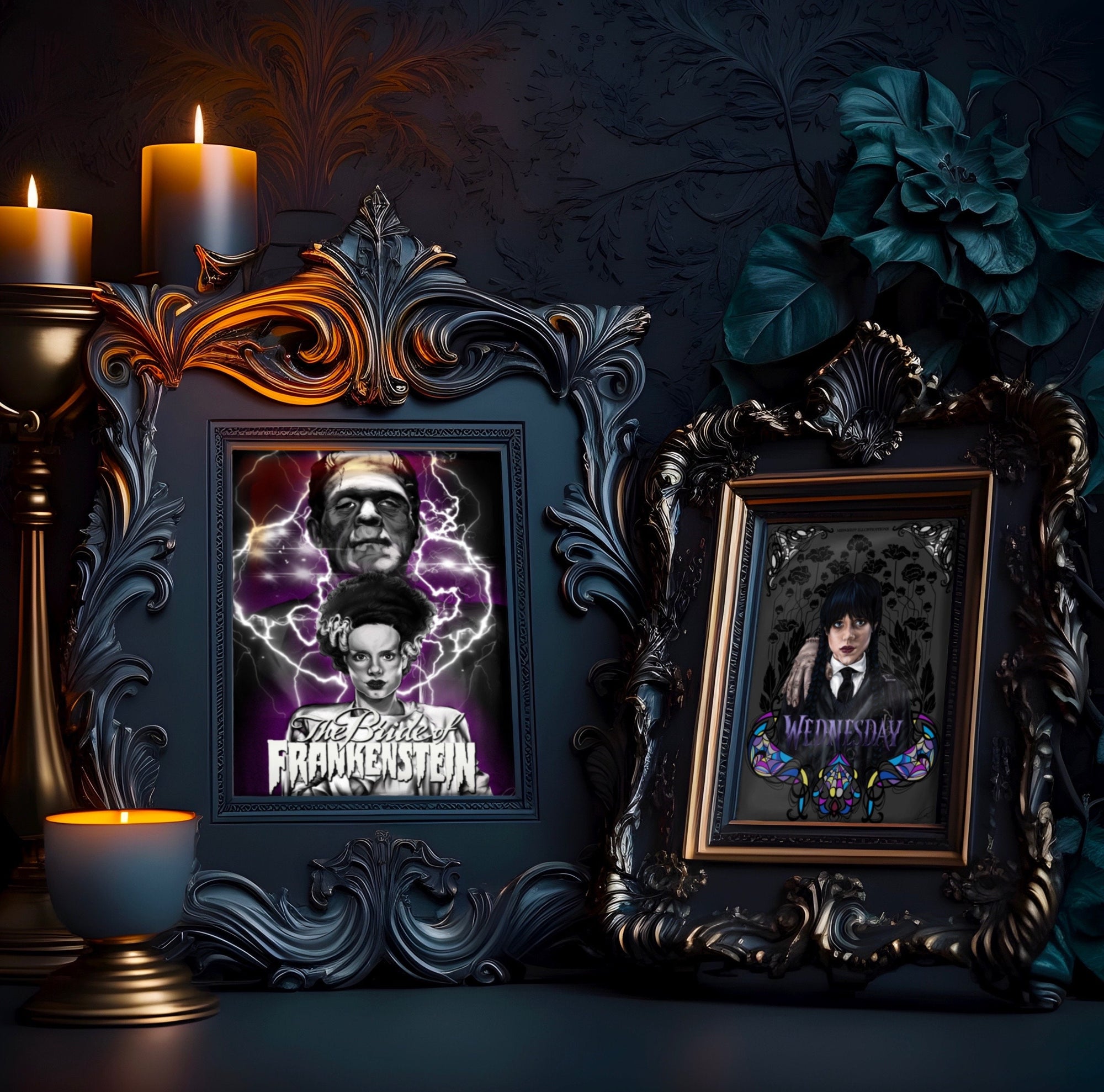 Bride of Frankenstein, horror, Halloween, spooky, gothic, eco friendly art illustration gallery print