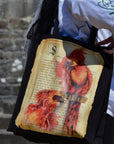 Handpressed unique art drawing harry potter fawkws phoenix magical creature 100% organic fairtrade gothic 10oz flat base totebag fashion bag