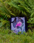 Handpressed unique pink robin art drawing illustration pink bird nature 100% organic fairtrade fairycore 10oz flat base totebag fashion bag