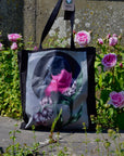 Handpressed unique pink robin art drawing illustration pink bird nature 100% organic fairtrade fairycore 10oz flat base totebag fashion bag