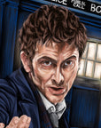 Doctor who 60th anniversary inspired hand drawn wall art art print illustration poster 14th doctor tardis David tennant galaffray artwork