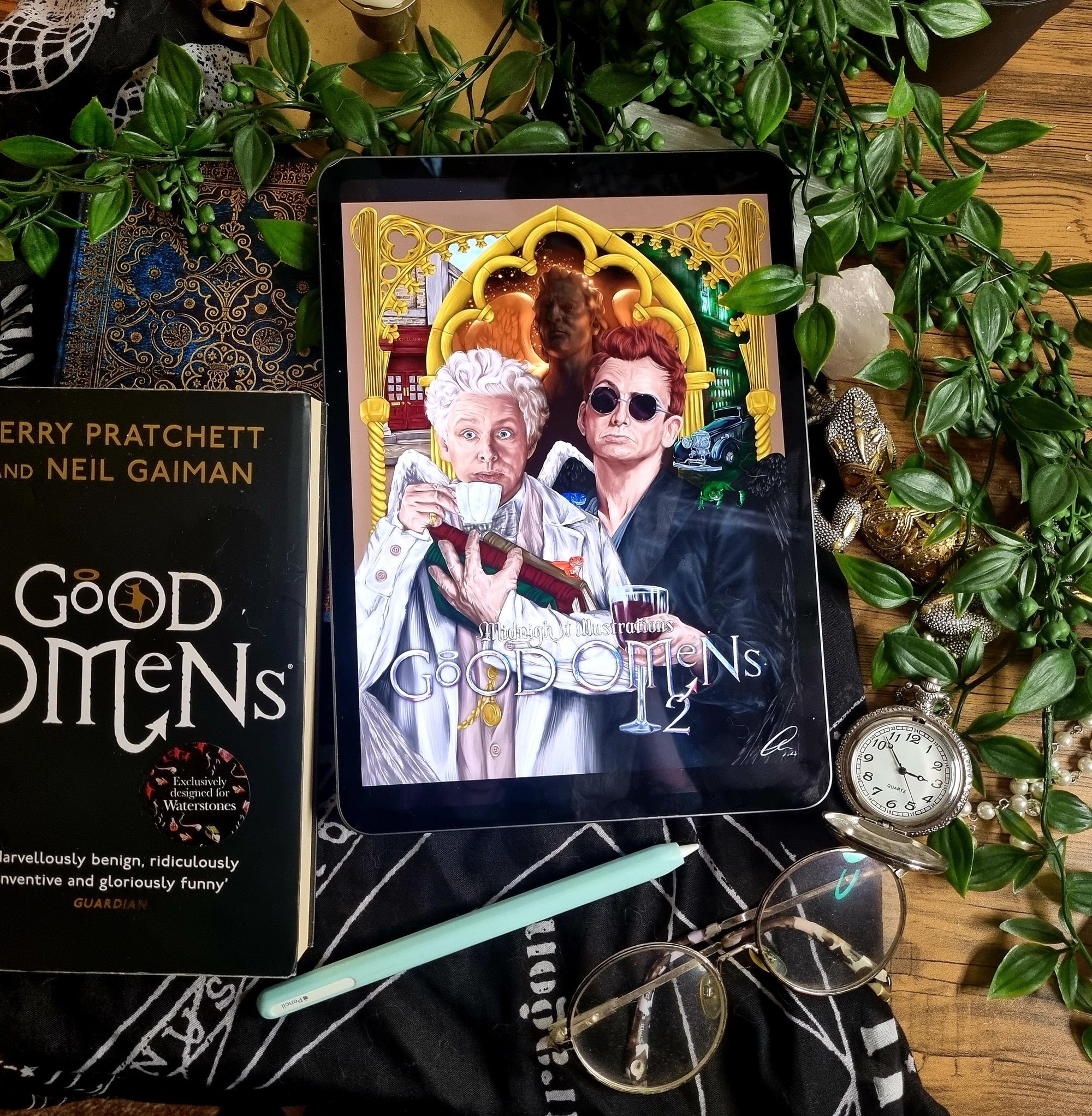 Good omens inspired Crowley and Aziraphale good omens 2 unique art illustration poster fan art wall art decor movie poster design