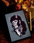 Devil demon tattoo Halloween sexy she devil bdsm female art illustration art print wall art alternative gothic home decor
