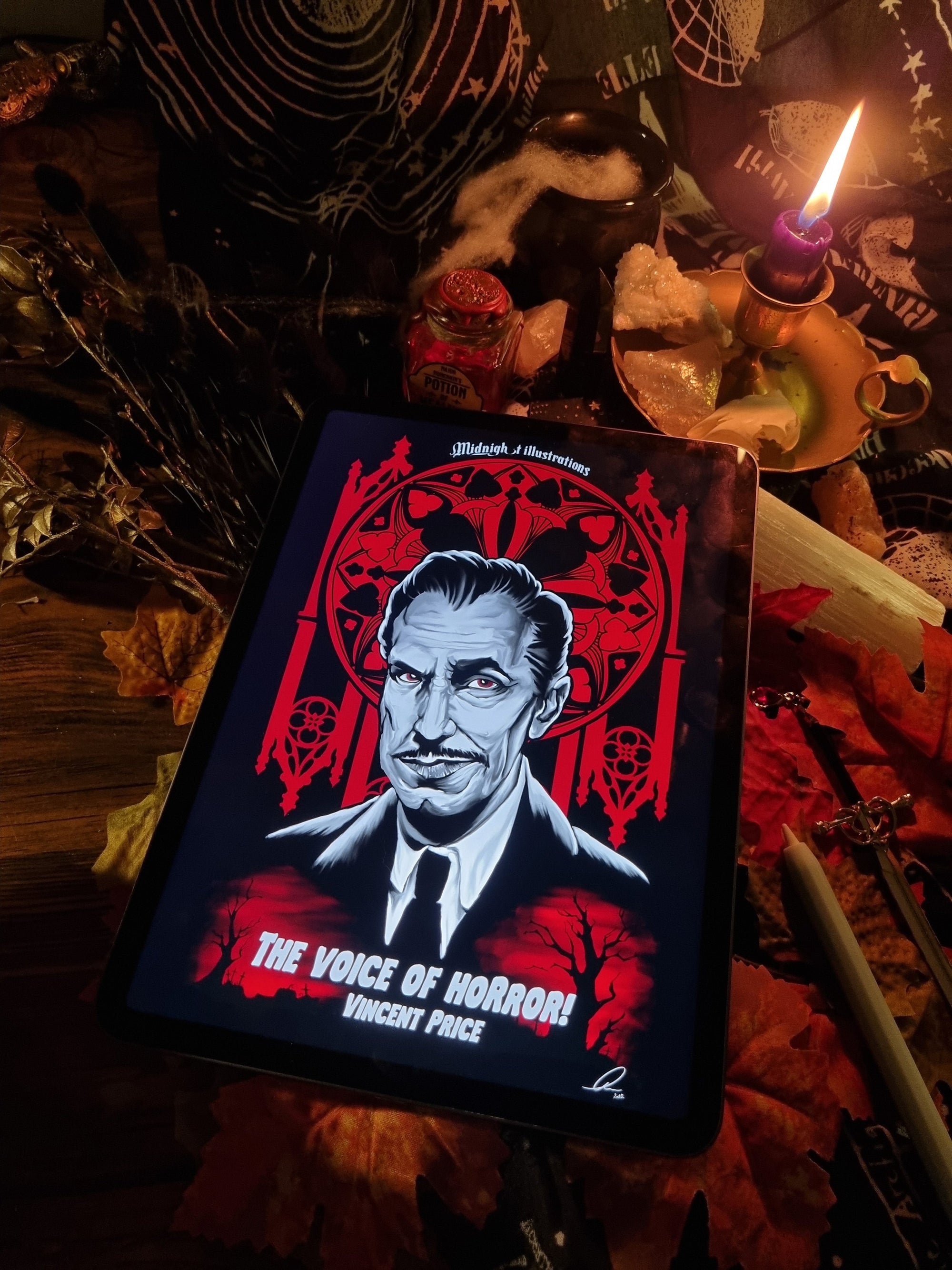 Vincent price vintage gothic old school retro horror movie art illustration wall art decor alternative designs