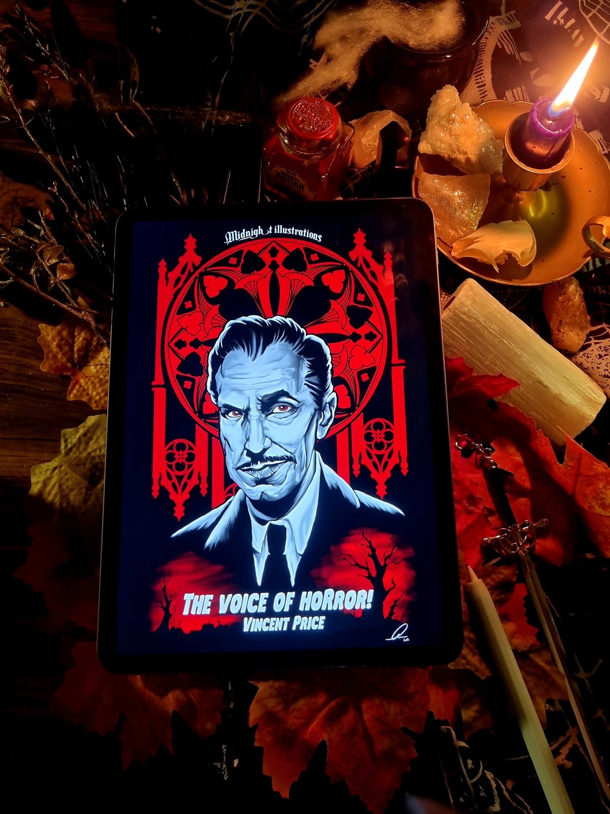 Vincent price vintage gothic old school retro horror movie art illustration wall art decor alternative designs