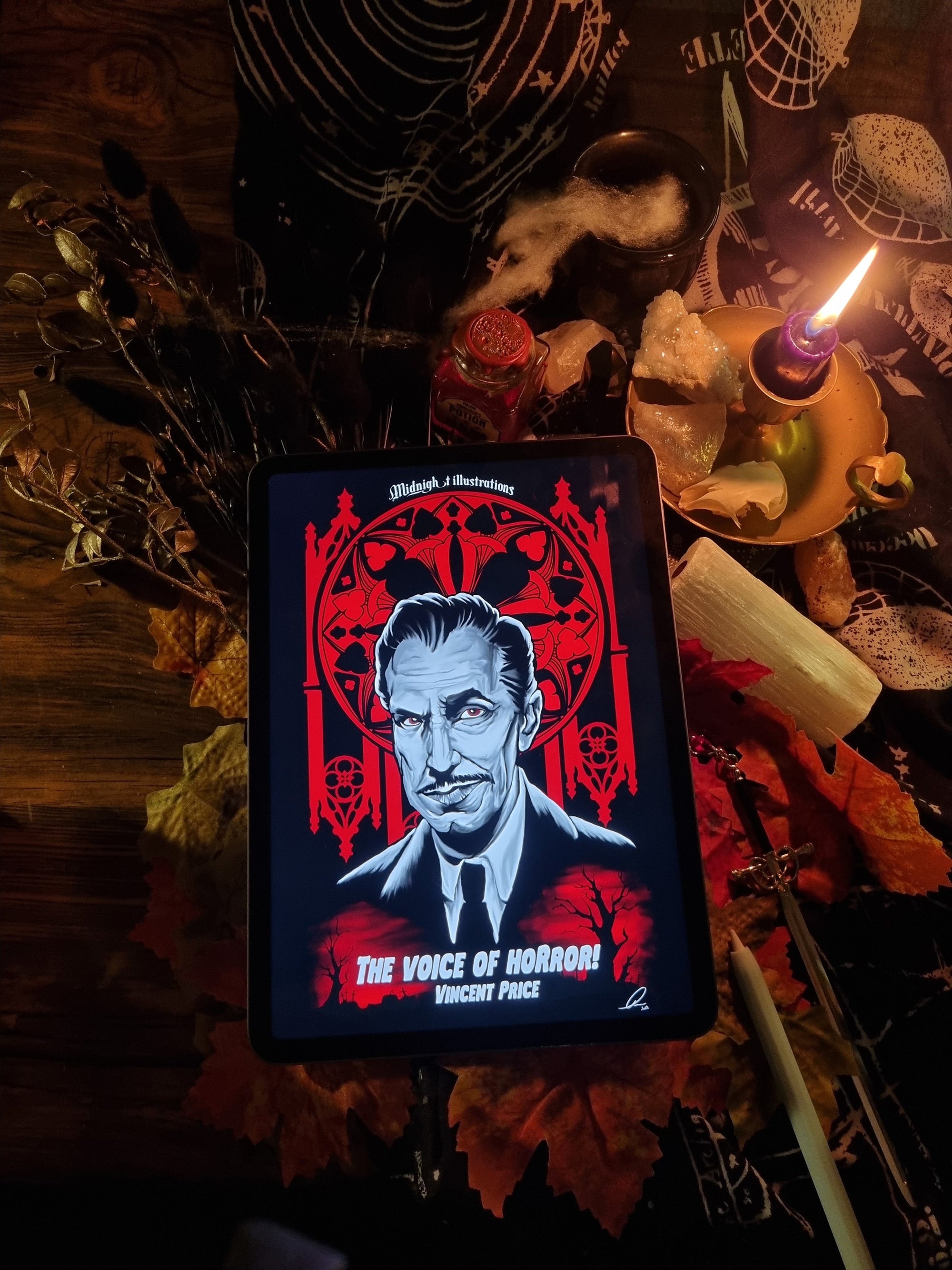 Vincent price vintage gothic old school retro horror movie art illustration wall art decor alternative designs