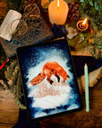 Winter snowy orange fox art print illustration art decor wall decor jumping playful fox print fix watercolour art print forestcore