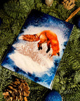 Winter snowy orange fox art print illustration art decor wall decor jumping playful fox print fix watercolour art print forestcore