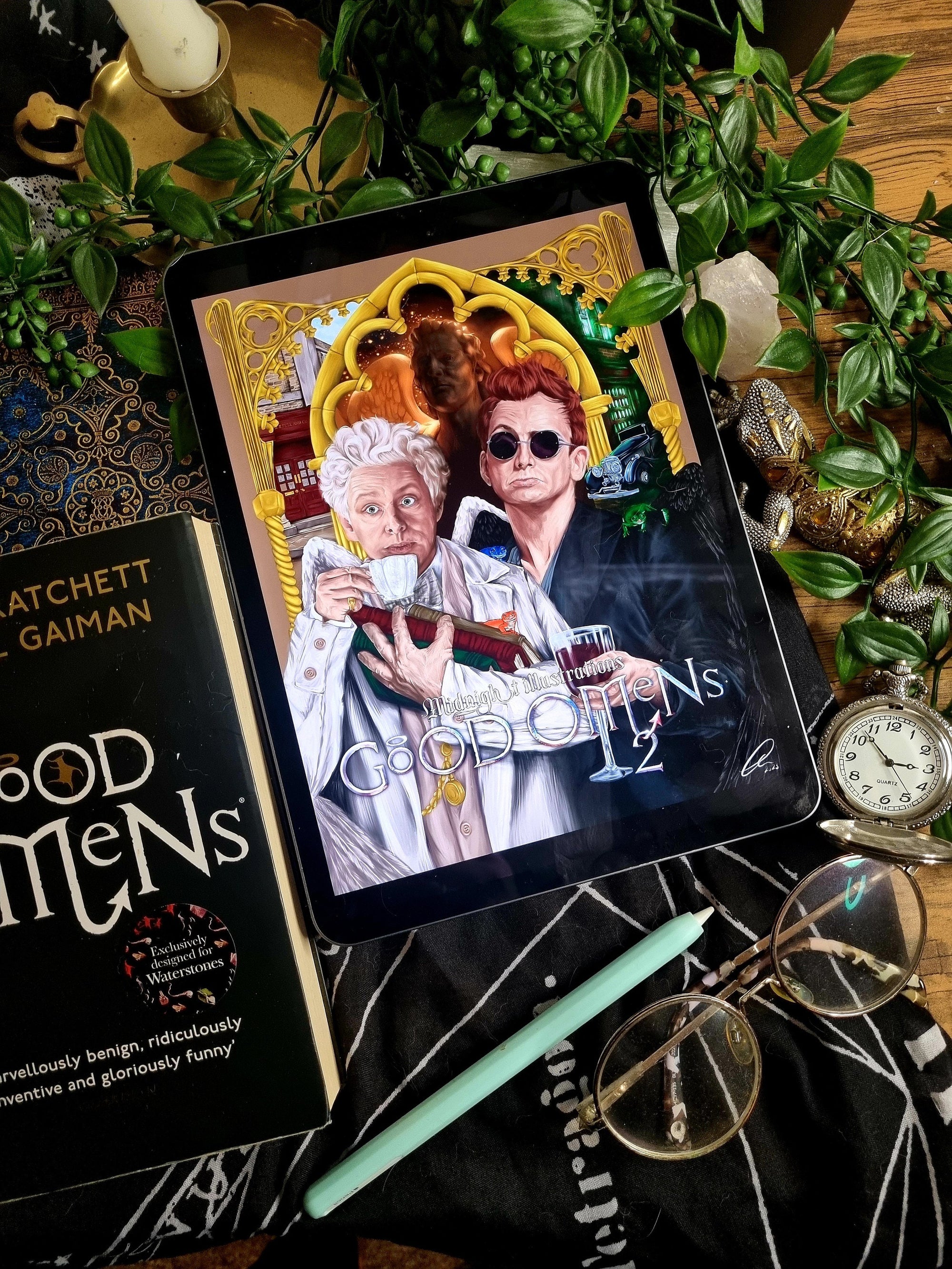 Good omens inspired Crowley and Aziraphale good omens 2 unique art illustration poster fan art wall art decor movie poster design