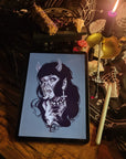 Devil demon tattoo Halloween sexy she devil bdsm female art illustration art print wall art alternative gothic home decor