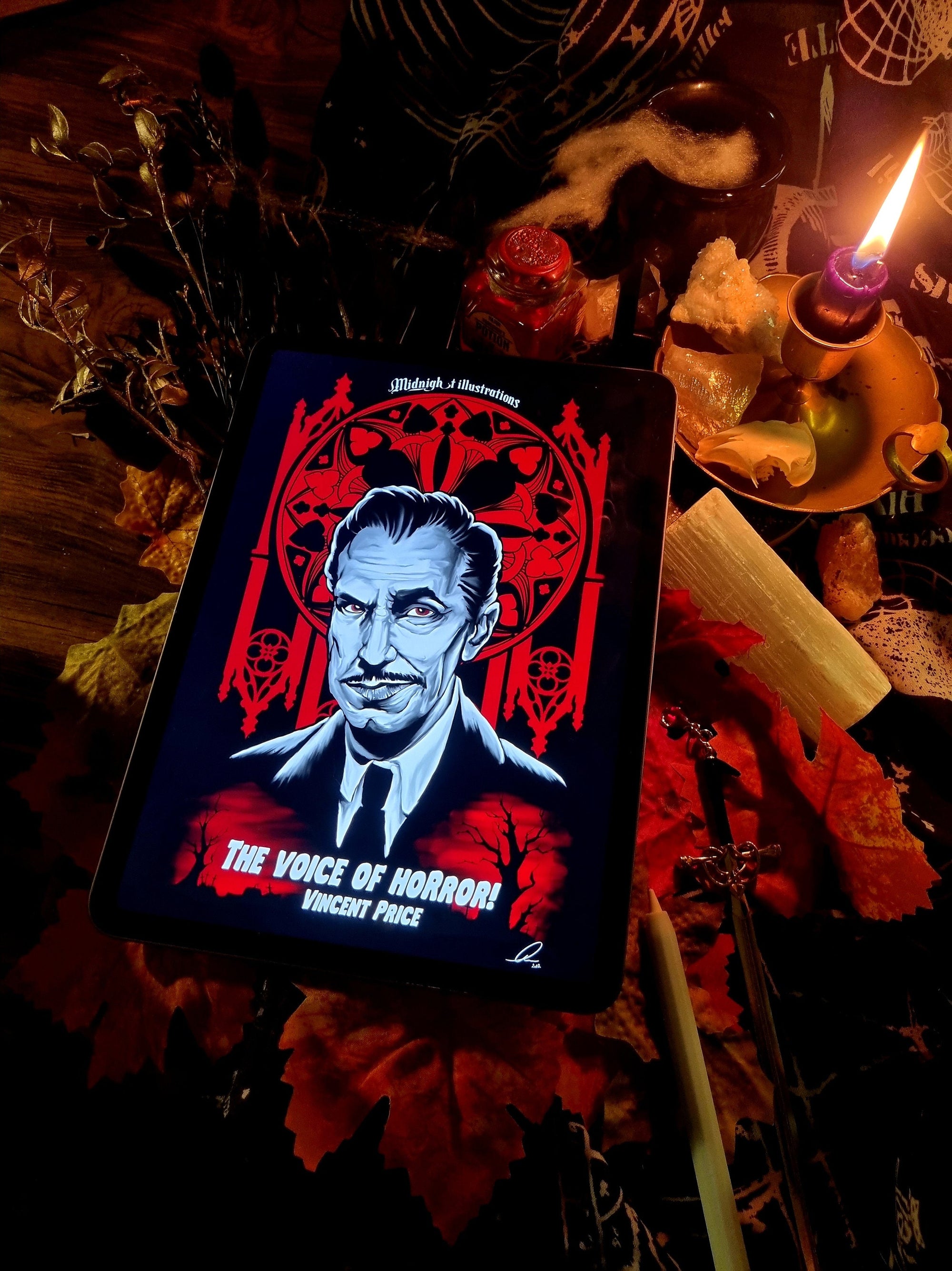 Vincent price vintage gothic old school retro horror movie art illustration wall art decor alternative designs