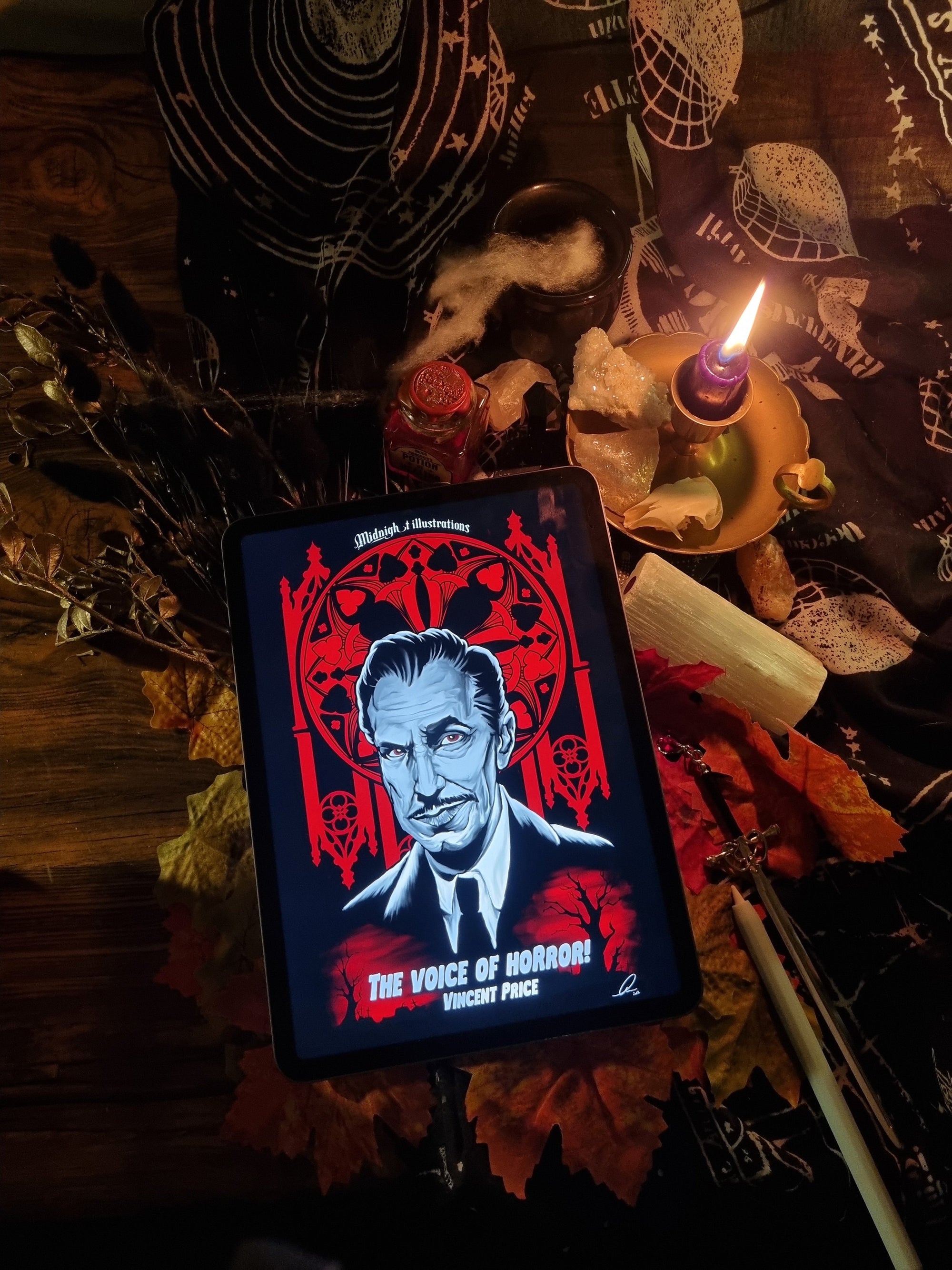 Vincent price vintage gothic old school retro horror movie art illustration wall art decor alternative designs