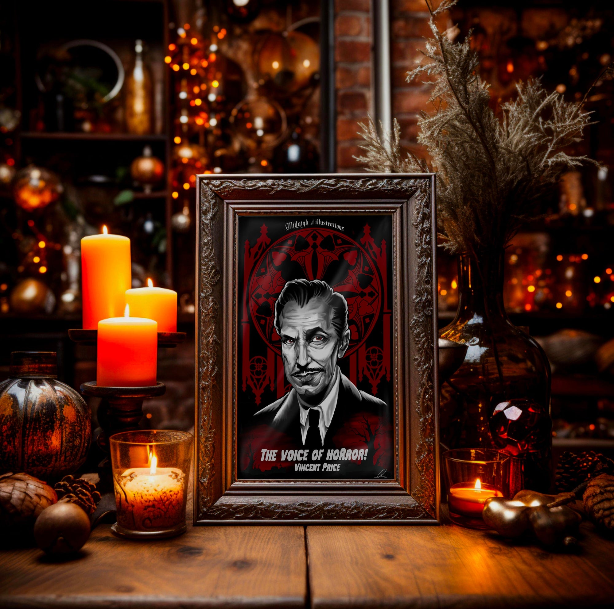 Vincent price vintage gothic old school retro horror movie art illustration wall art decor alternative designs