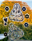 rabbit suncatcher the buns kawaii bunny butt and face window rainbow decal