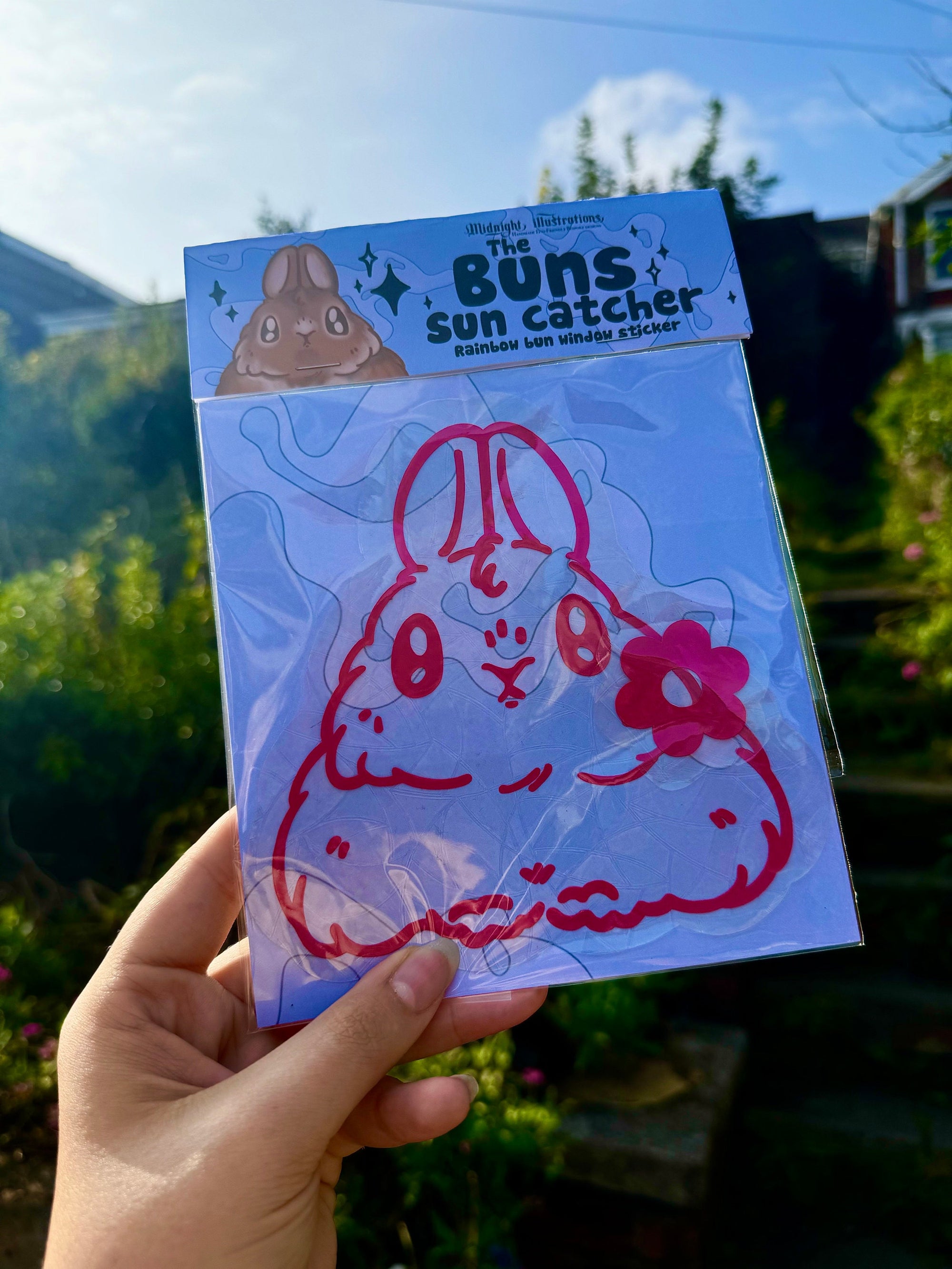 rabbit suncatcher the buns kawaii bunny butt and face window rainbow decal