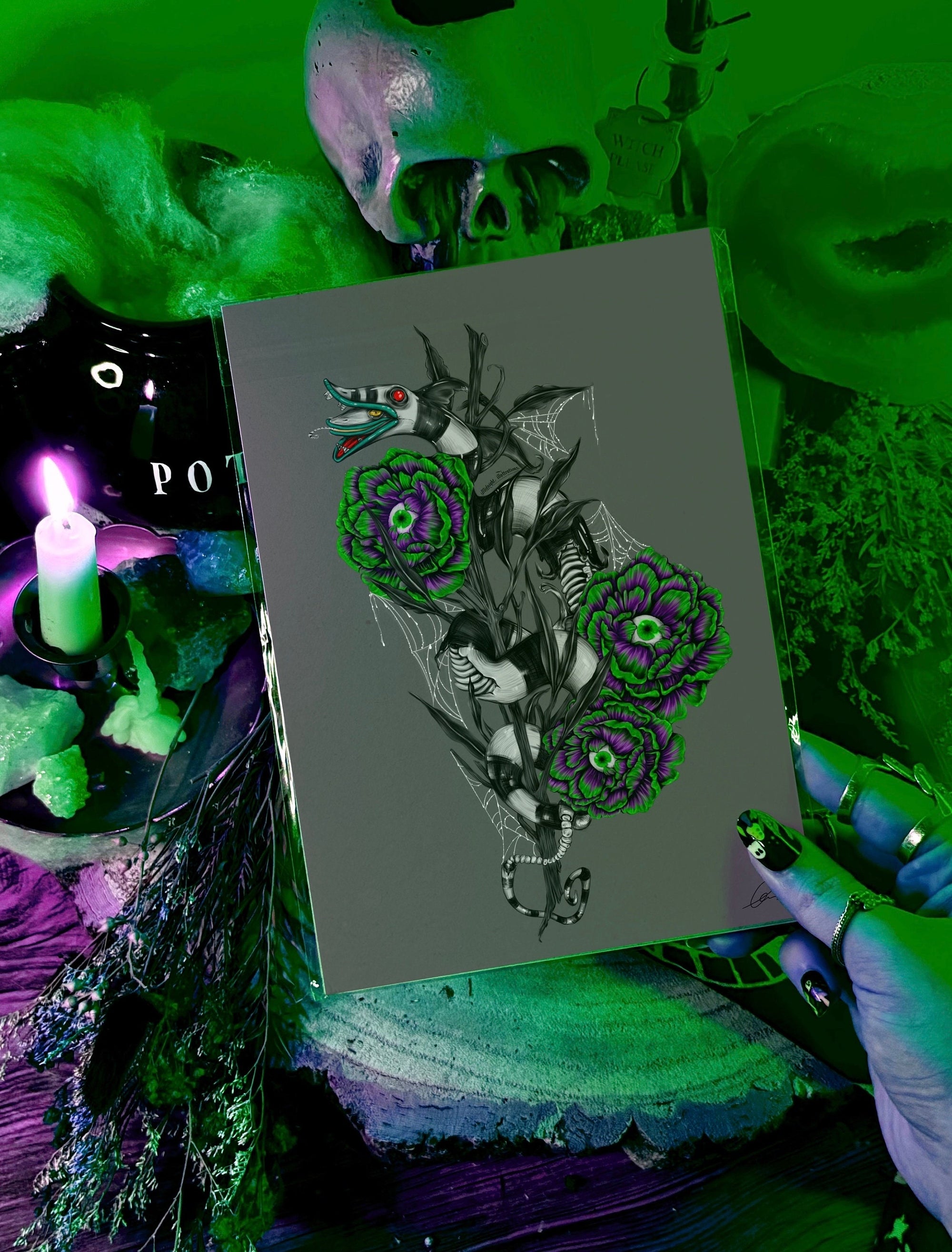 Beetle juice | sand worm | beetlejuice | art print | illustration | gothic wall art | art | original | dark art | Halloween | home decor