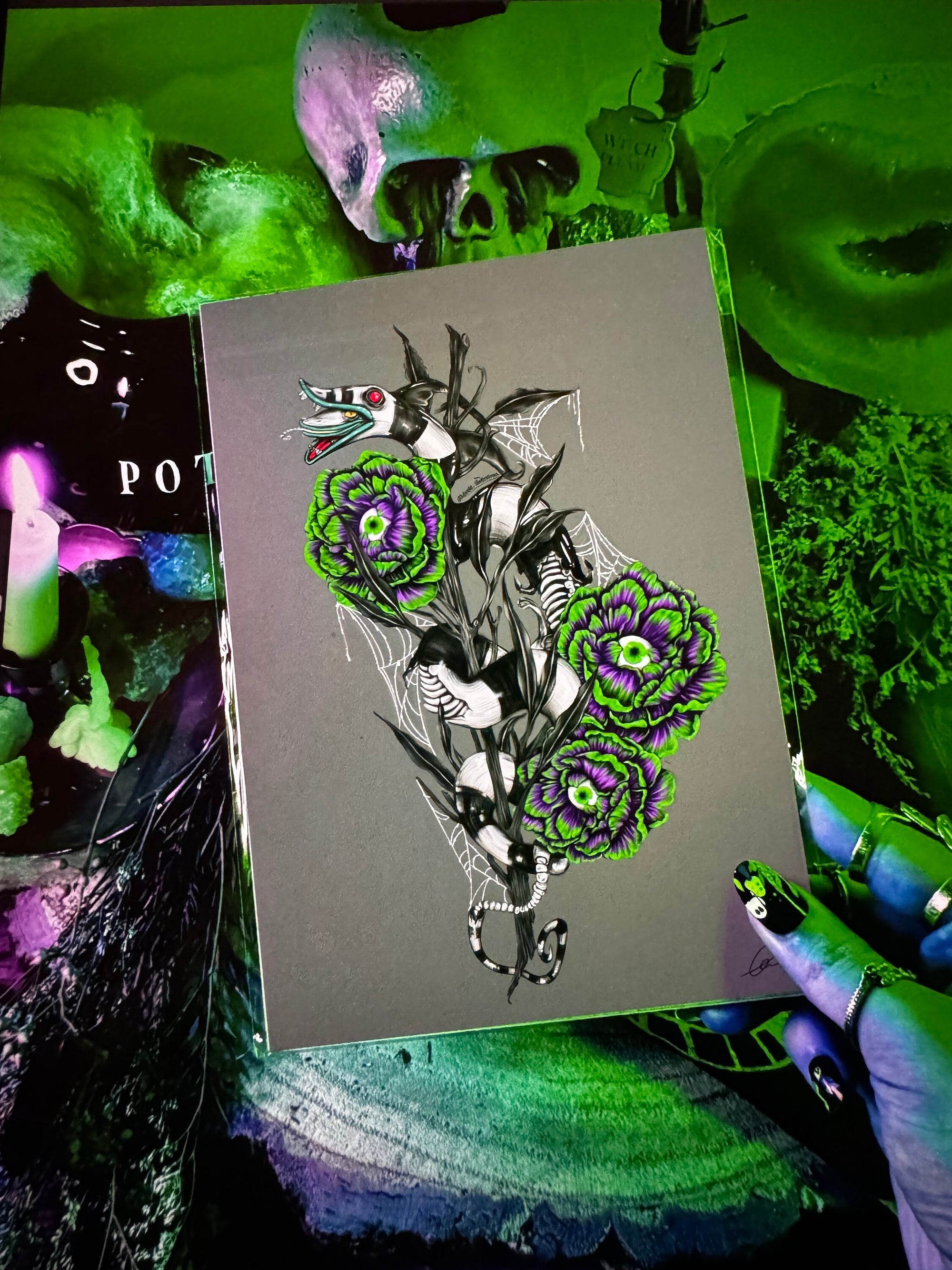 Beetle juice | sand worm | beetlejuice | art print | illustration | gothic wall art | art | original | dark art | Halloween | home decor