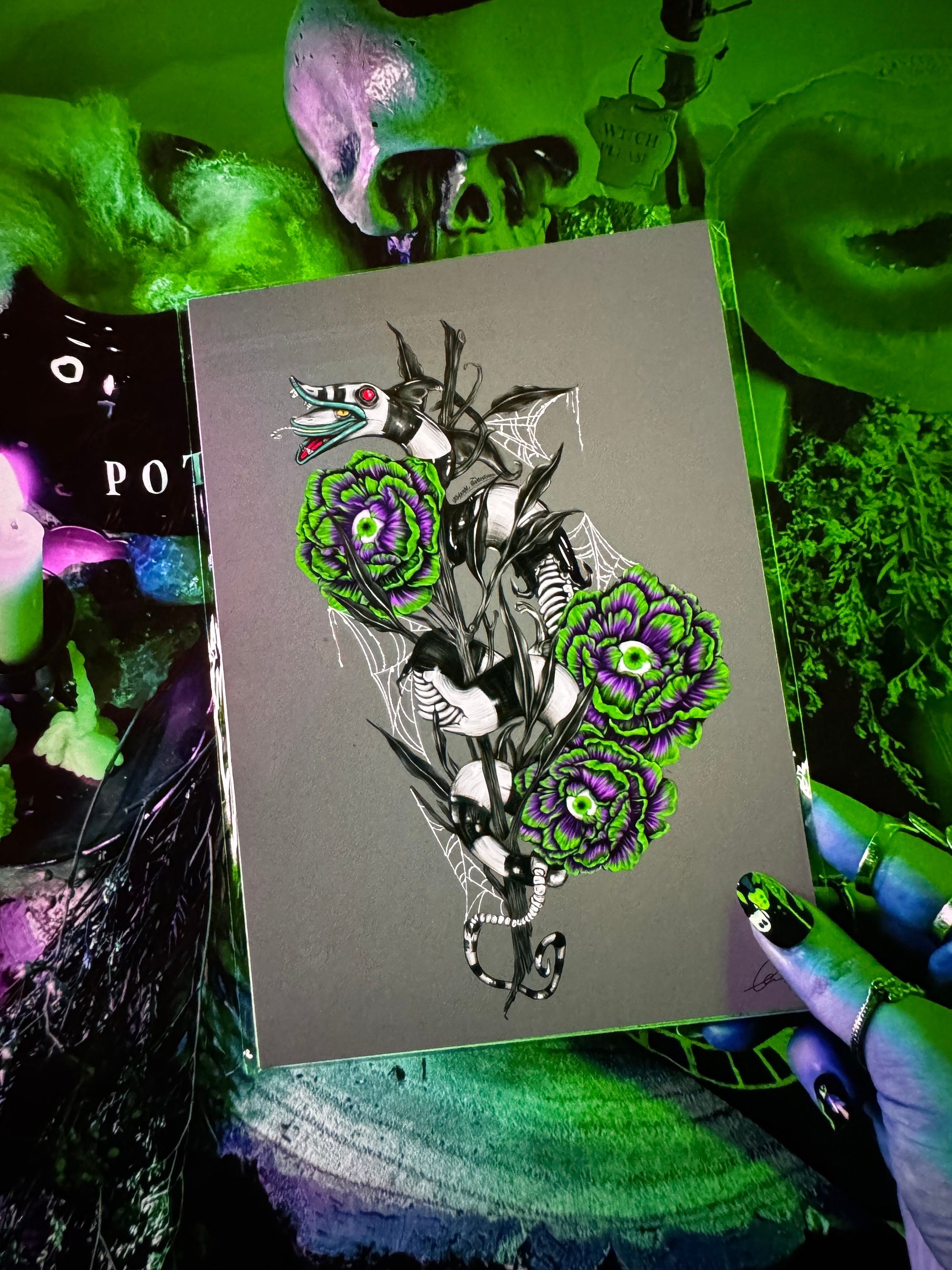 Beetle juice | sand worm | beetlejuice | art print | illustration | gothic wall art | art | original | dark art | Halloween | home decor