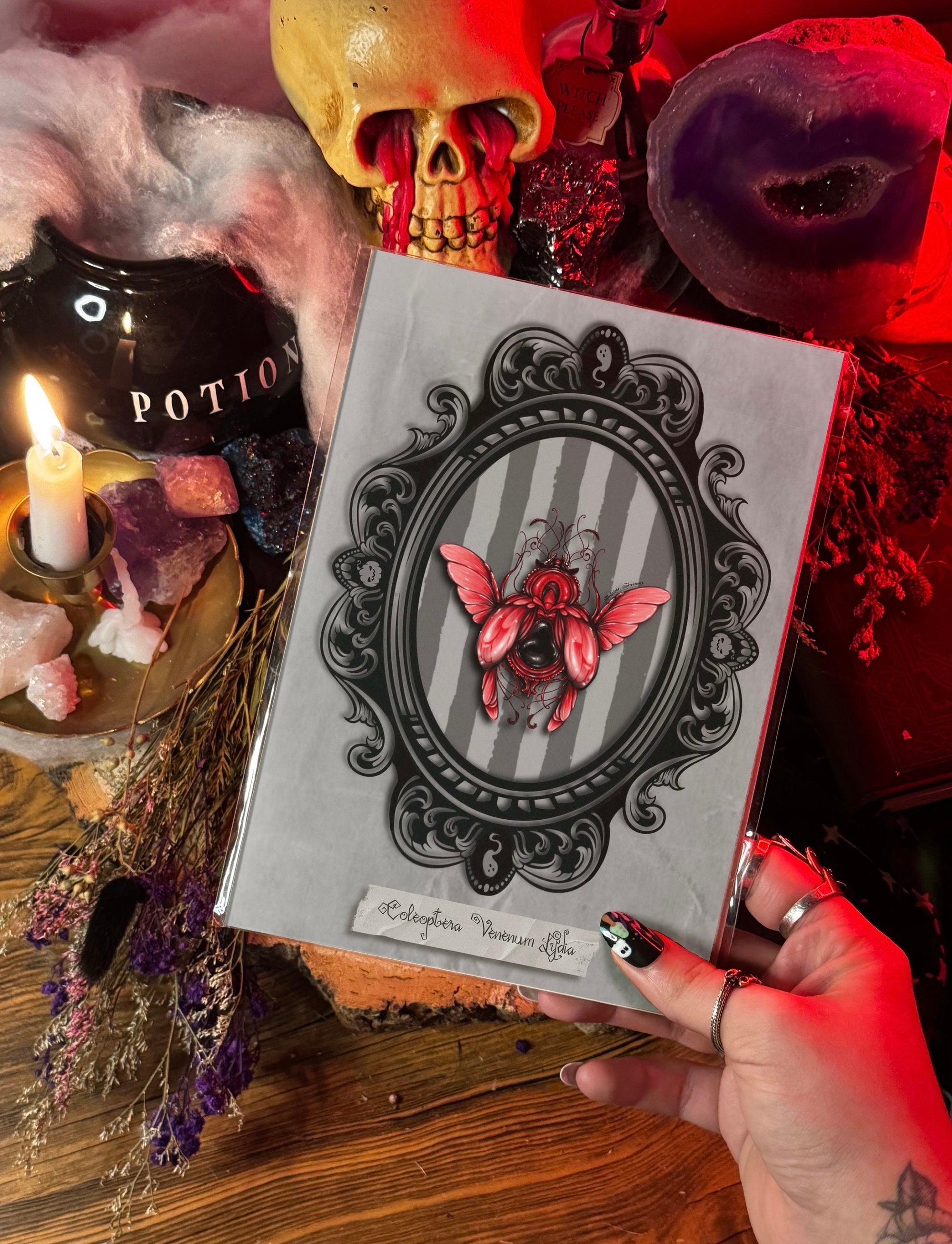 Beetle juice | bug | beetlejuice | art print | insect illustration | gothic wall art | art | original | dark art | Halloween | beetle art