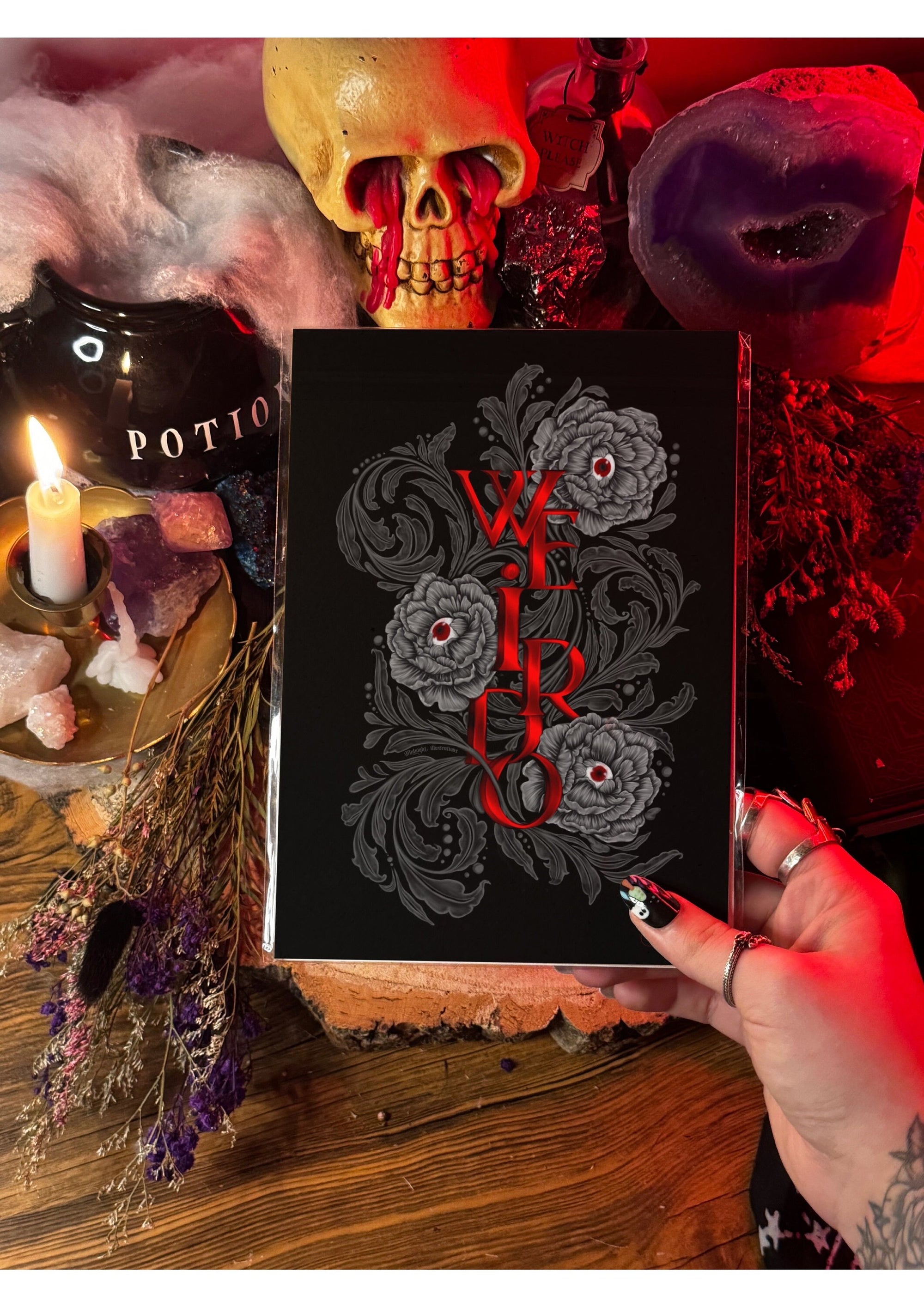 We are the weirdos | eyeball flowers | art print | illustration | whimsygoth | art | original | dark art | gothic | home decor neon weirdo
