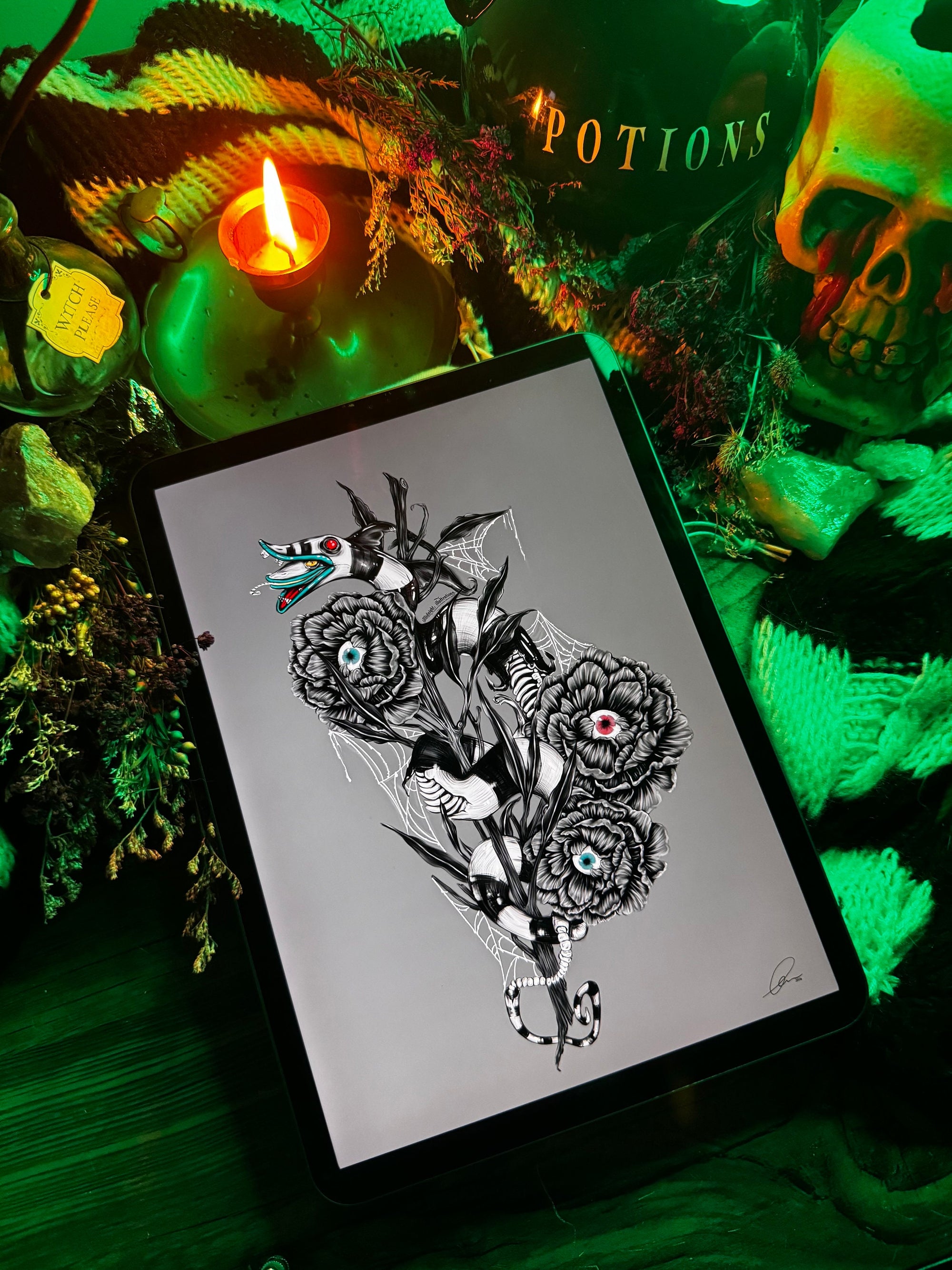 Beetle juice | sand worm | beetlejuice | art print | illustration | gothic wall art | art | original | dark art | Halloween | home decor