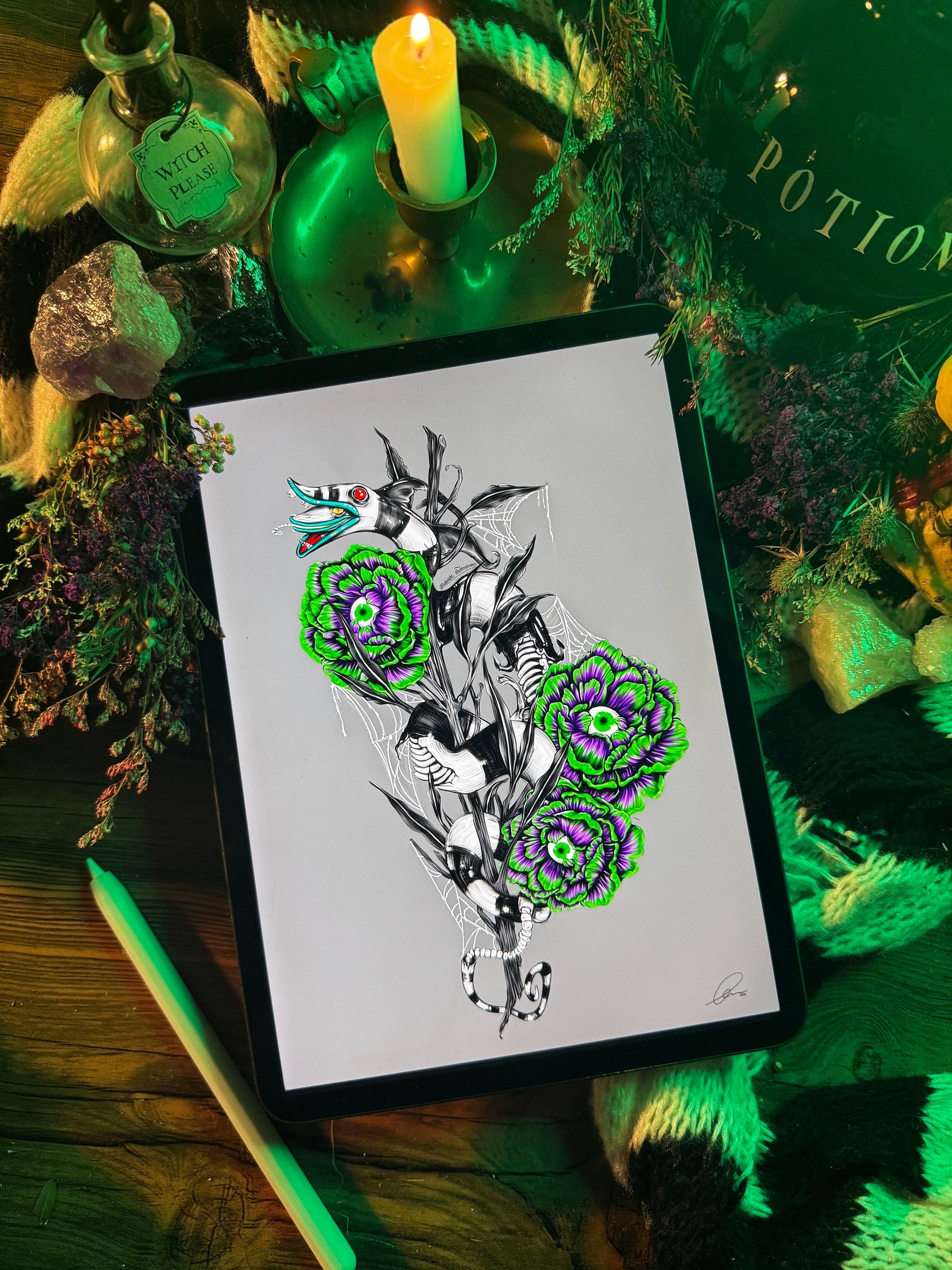 Beetle juice | sand worm | beetlejuice | art print | illustration | gothic wall art | art | original | dark art | Halloween | home decor