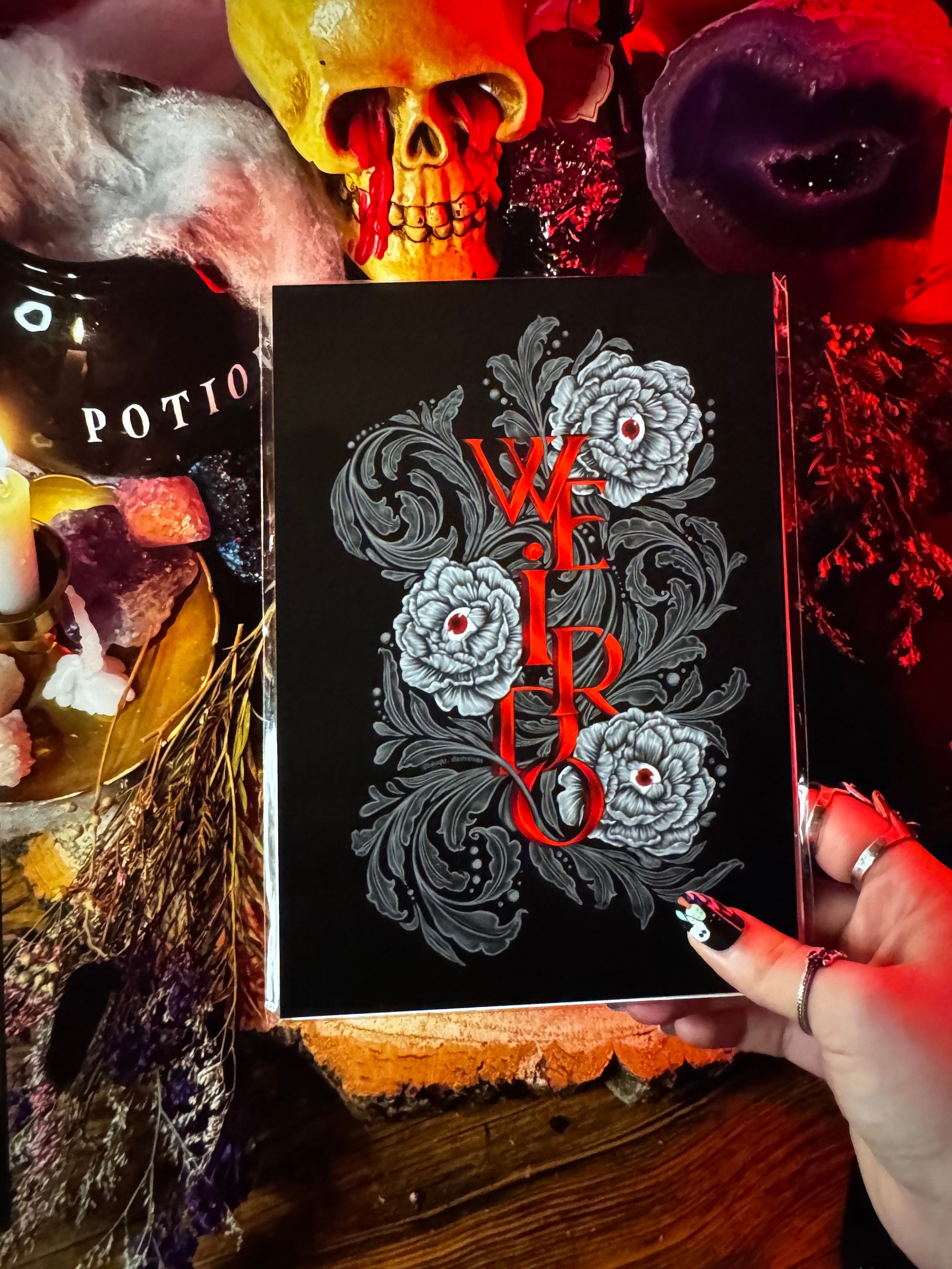 We are the weirdos | eyeball flowers | art print | illustration | whimsygoth | art | original | dark art | gothic | home decor neon weirdo