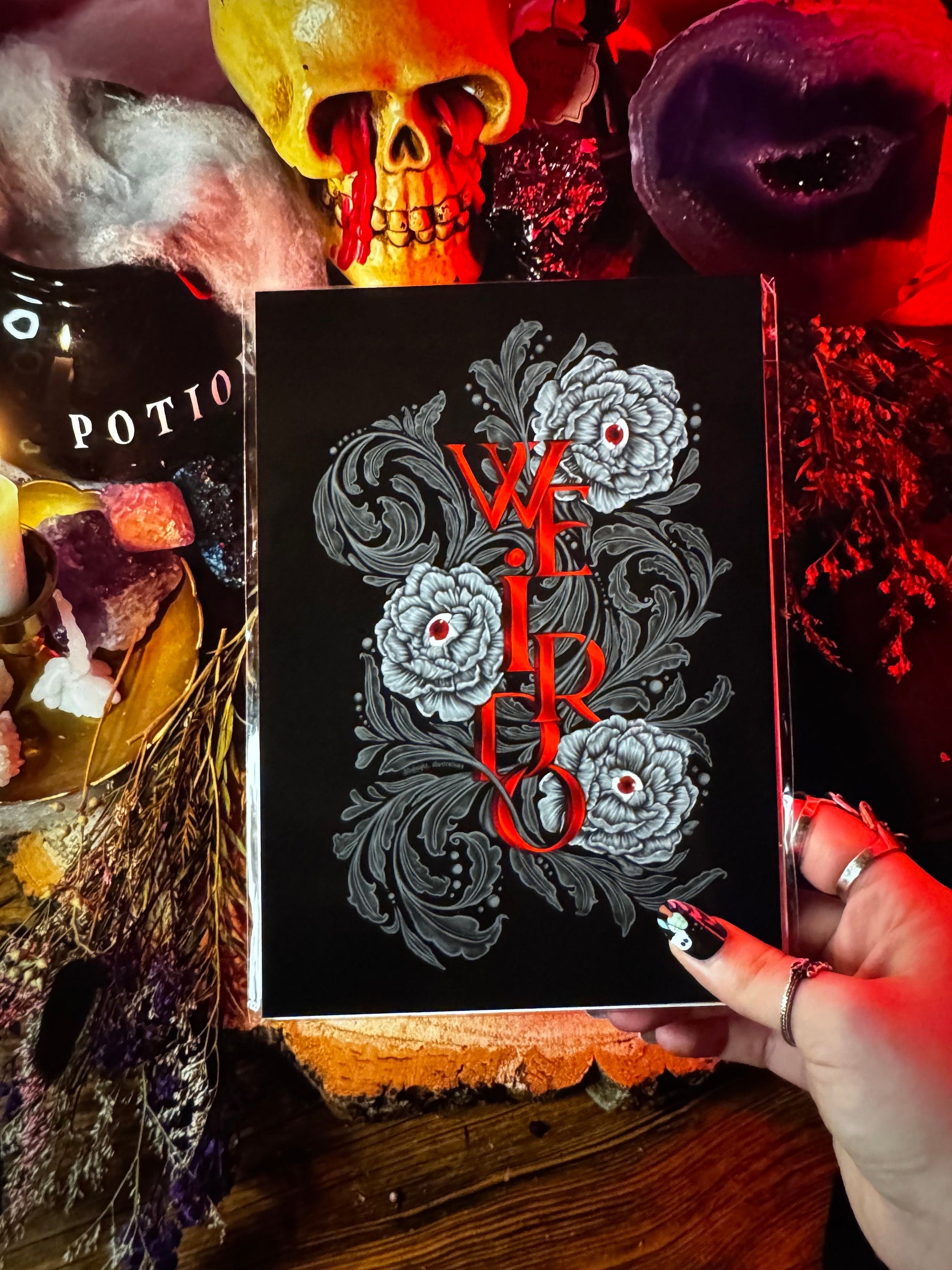 We are the weirdos | eyeball flowers | art print | illustration | whimsygoth | art | original | dark art | gothic | home decor neon weirdo