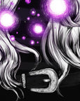 hand drawn Digital, purple, Witch. art print. home decor, gallery print. Purple glowing witch print. Femal portrait. Illustration. Fantasy