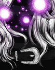 hand drawn Digital, purple, Witch. art print. home decor, gallery print. Purple glowing witch print. Femal portrait. Illustration. Fantasy