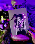 hand drawn Digital, purple, Witch. art print. home decor, gallery print. Purple glowing witch print. Femal portrait. Illustration. Fantasy