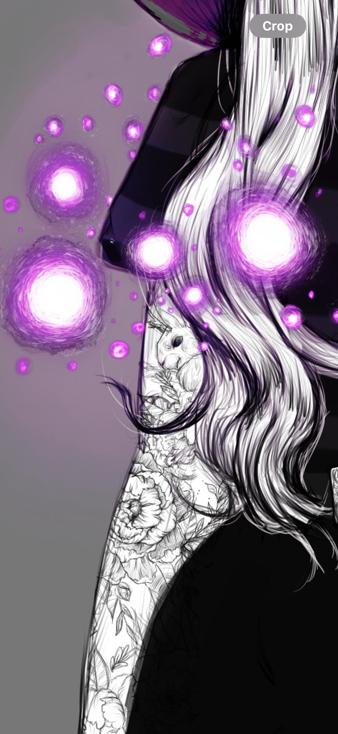 hand drawn Digital, purple, Witch. art print. home decor, gallery print. Purple glowing witch print. Femal portrait. Illustration. Fantasy