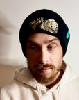 aborable THE BUNS (c) kawaii art rabbit cute horror Jason Friday the 13th inspired bun embroidered thermal hat black beanie creepy cute
