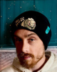 aborable THE BUNS (c) kawaii art rabbit cute horror Jason Friday the 13th inspired bun embroidered thermal hat black beanie creepy cute