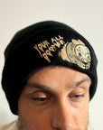 aborable THE BUNS (c) kawaii art rabbit cute horror Jason Friday the 13th inspired bun embroidered thermal hat black beanie creepy cute