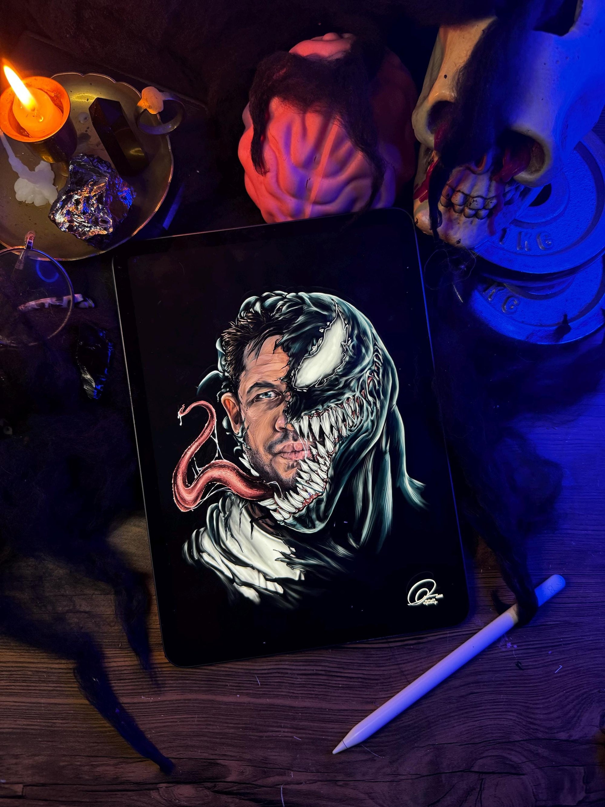 Venom | venom and Eddie | fan art | marvel | art print | illustration | comic book | art | original | dark art | symbiote | home decor