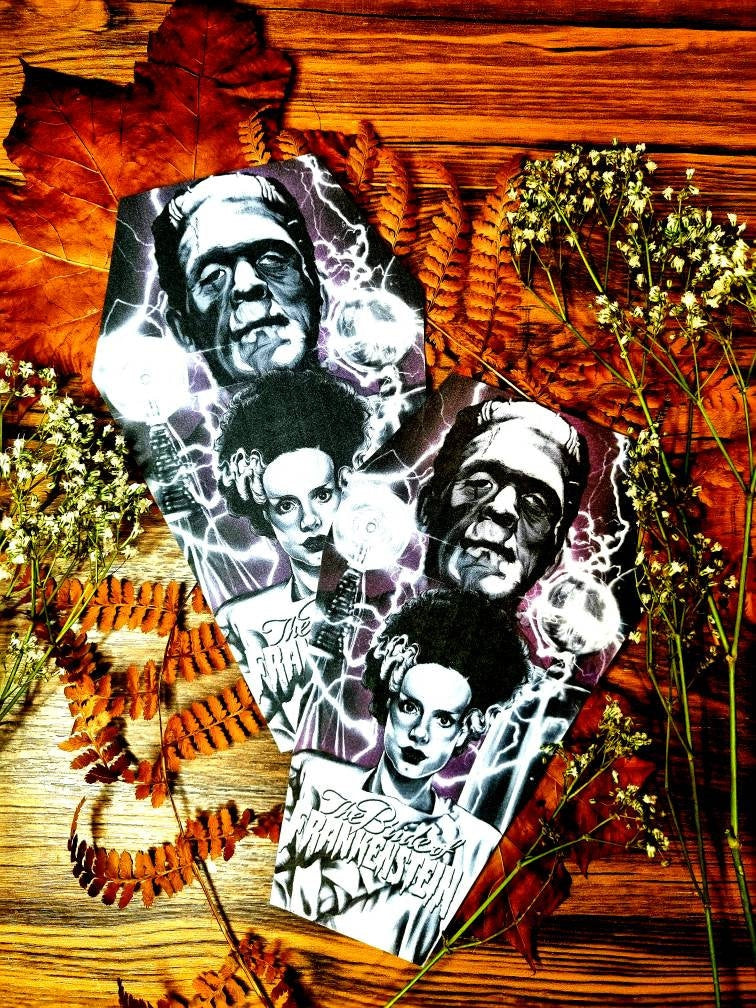 Bride of Frankenstein, horror, spooky, beautiful, hand digitally illustrated waterproof, glossy vinyl sticker.