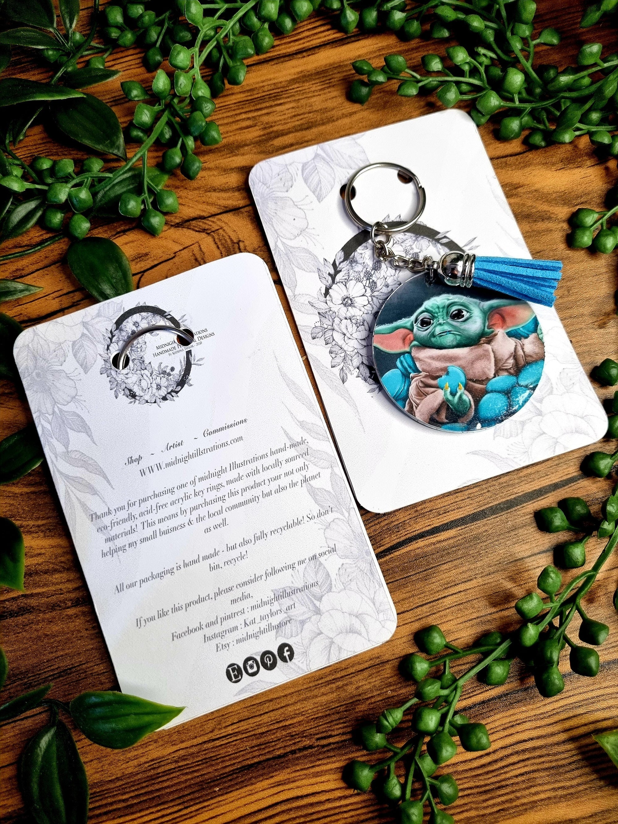 Beautiful original art illustrated handmade keyrings | keychain | geeky | Recycled | art | Gothic | Fantasy | eco friendly | illustration