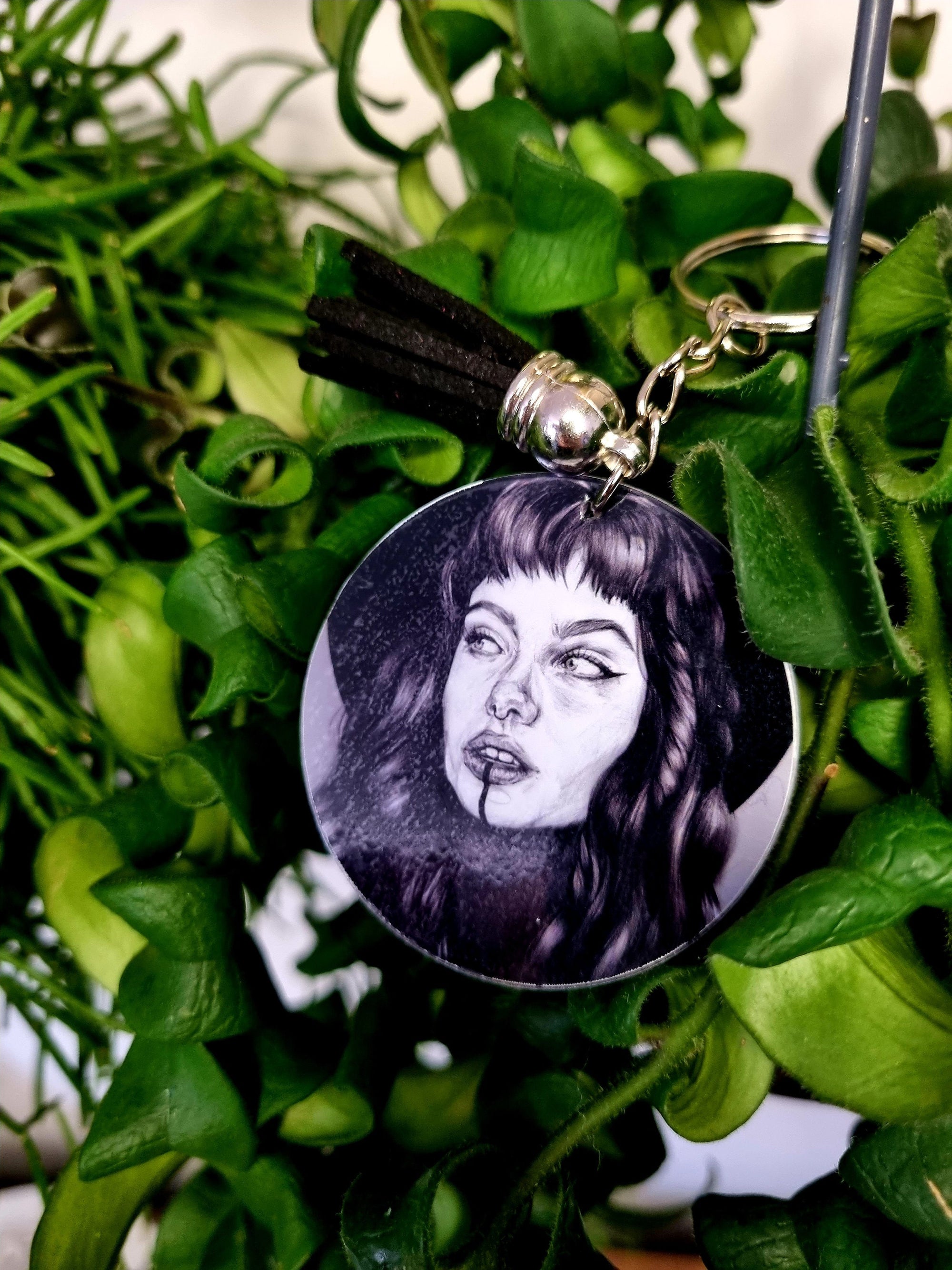 Beautiful original art illustrated handmade keyrings | keychain | geeky | Recycled | art | Gothic | Fantasy | eco friendly | illustration